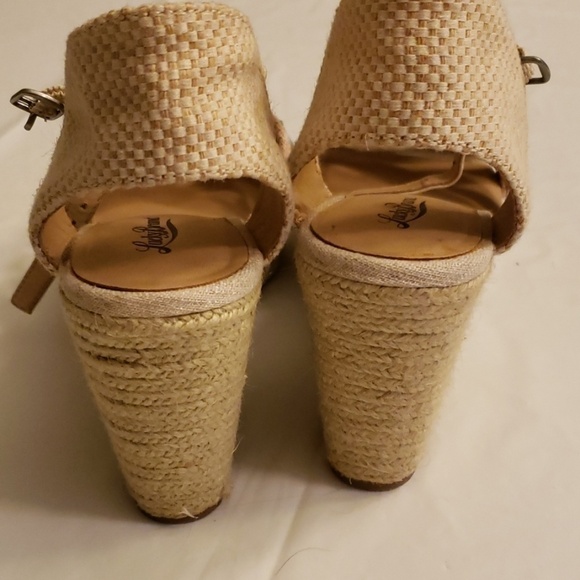 LUCKY Brand Platform Sandals 7m Burlap & Tan - Picture 4 of 8